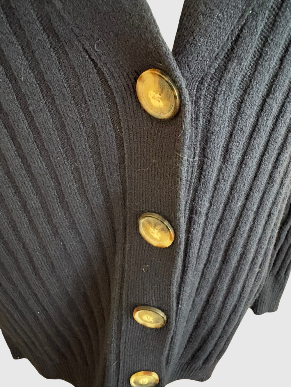 LOFT Navy Ribbed V-Neck Button Cardigan - Picture 2 of 9